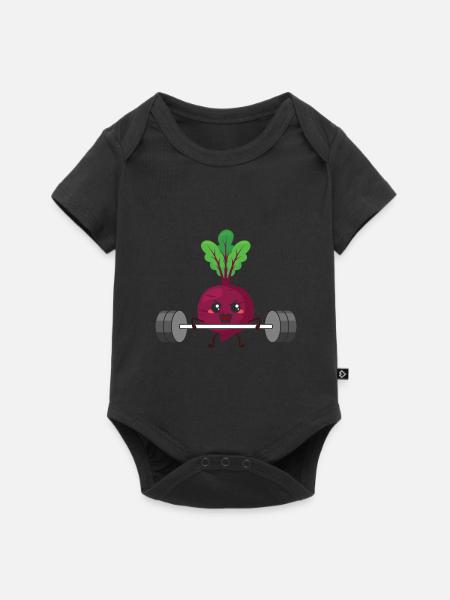 Veganer Veganerin Bodybuilding Rote Bete - Baby Premium Kurzarmbody - Schwarz
