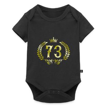 73 Zahl Kranz - Baby Premium Kurzarmbody - Schwarz - Vorne
