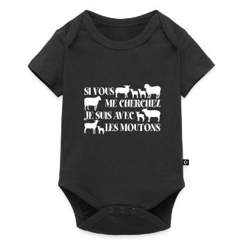 Si vous me cherchez je suis avec les moutons - Body à manches courtes Premium Bébé - noir - Devant