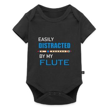 Flute Player Funny Sayig Classic Orchestra Flutist - Baby Premium short-sleeve bodysuit - black - Front
