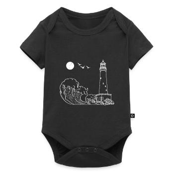 Mer vagues mouettes cadeau phare pleine lune - Body à manches courtes Premium Bébé - noir - Devant