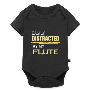 Distracted by my Flute Ironic Classical Musician - Baby Premium short-sleeve bodysuit - black - Front