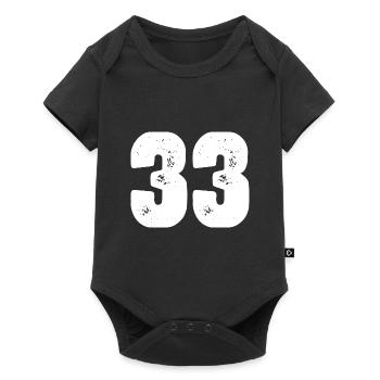 33 Zahl Trikot - Baby Premium Kurzarmbody - Schwarz - Vorne