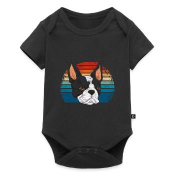 Dog Bostie Gift Retro Boston Terrier - Baby Premium short-sleeve bodysuit - black - Front