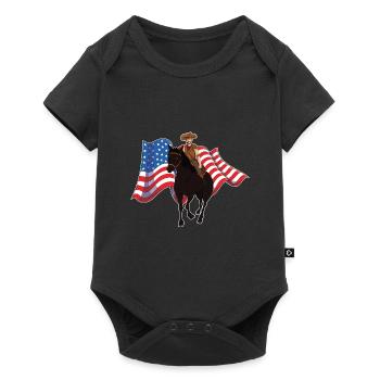 Amerika Flagge Texaner Pferd USA Geschenk Cowboy - Baby Premium Kurzarmbody - Schwarz - Vorne