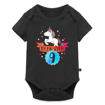 J’ai neuf ans - anniversaire-Einhorn - Body à manches courtes Premium Bébé - noir - Devant