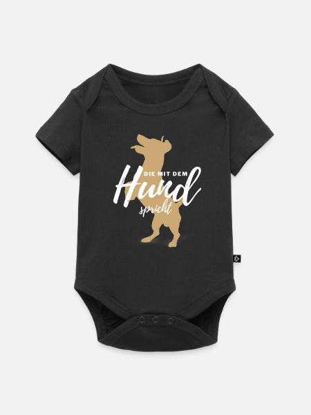 DIE MIT DEM HUND SPRICHT - Hund Hunde-Shirt - Baby Premium Kurzarmbody - Schwarz