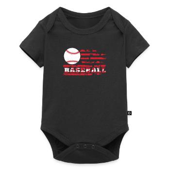 Patriotische Baseball-Flagge für einen - Baby Premium Kurzarmbody - Schwarz - Vorne