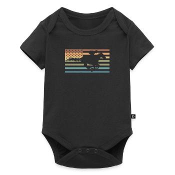 Drapeau américain rétro Racing pour cheval - Body à manches courtes Premium Bébé - noir - Devant