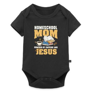 Angetrieben von Koffein und Jesus lustige - Baby Premium Kurzarmbody - Schwarz - Vorne