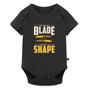 Lustiger Messersammler mit Aufschrift "I'm Like - Baby Premium Kurzarmbody - Schwarz - Vorne