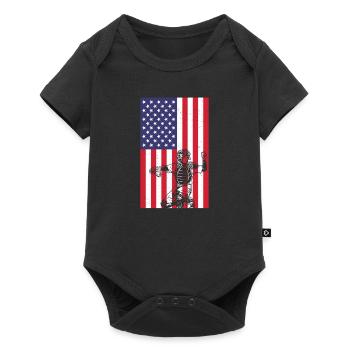 Masque de joueur de baseball en fer patriotique - Body à manches courtes Premium Bébé - noir - Devant