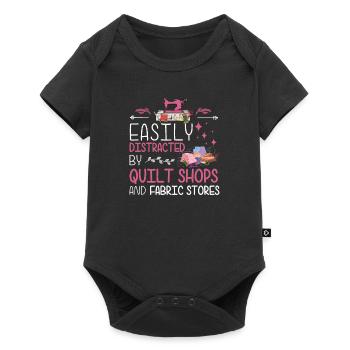 Easily Distracted Funny Machine Quilting Humor - Baby Premium short-sleeve bodysuit - black - Front