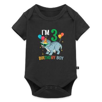 Je suis 3 Birthday Boy Triceratops 3 ans 3ème - Body à manches courtes Premium Bébé - noir - Devant