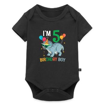 I'm 5 Birthday Boy Triceratops 5 Year Old 5th - Baby Premium short-sleeve bodysuit - black - Front