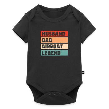 Husband Dad Retro Vintage Airboating Legend - Baby Premium short-sleeve bodysuit - black - Front