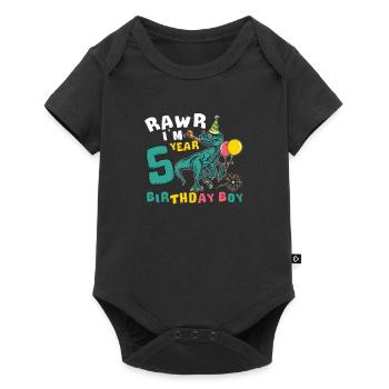 Rawr j'ai 5 ans garçon d'anniversaire Raptor 5 ans 5e - Body à manches courtes Premium Bébé - noir - Devant