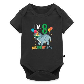 I'm 8 Birthday Boy Triceratops 8 Year Old 8th - Baby Premium short-sleeve bodysuit - black - Front