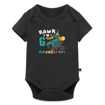 Rawr J’ai 6 ans Garçon d’anniversaire Raptor 6 ans 6ème - Body à manches courtes Premium Bébé - noir - Devant