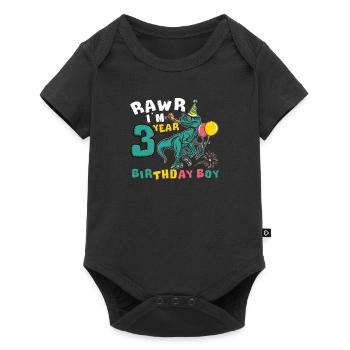 Rawr Je suis 3 Anniversaire Garçon Raptor 3 ans 3ème - Body à manches courtes Premium Bébé - noir - Devant