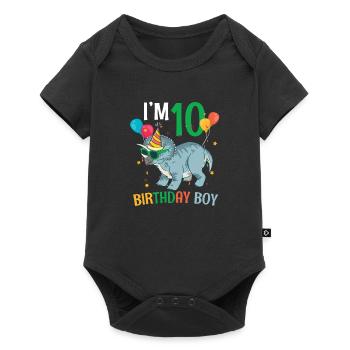I'm 10 Birthday Boy Triceratops 10 Year 10th - Baby Premium Kurzarmbody - Schwarz - Vorne