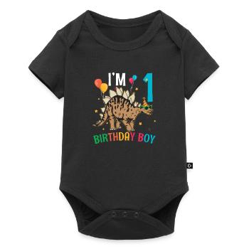 Je suis 1 anniversaire garçon stégosaure 1 an 1er an - Body à manches courtes Premium Bébé - noir - Devant