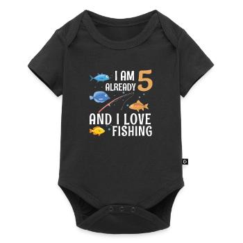 I Am Already 5 And I Love Fishing 5 Years Old 5th - Body à manches courtes Premium Bébé - noir - Devant