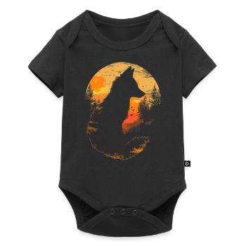 fox head forest animal nature trees baby fox - Baby Premium short-sleeve bodysuit - black - Front