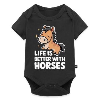Horse Horse Riding Horse Riding Jumping - Baby Premium short-sleeve bodysuit - black - Front
