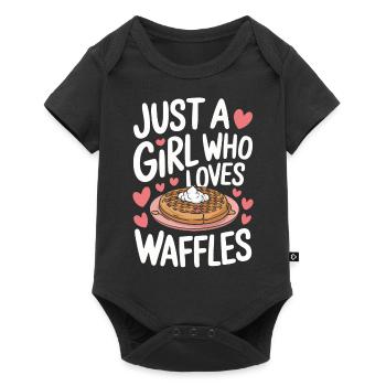 Waffeln Frühstück Süßigkeiten - Baby Premium Kurzarmbody - Schwarz - Vorne