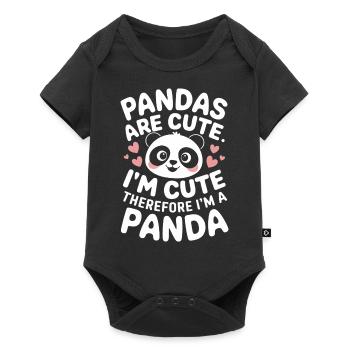 Pandabär Panda Tier Pandas - Baby Premium Kurzarmbody - Schwarz - Vorne