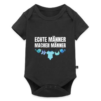 Echte Männer machen Männer | Babyparty Geschenk - Baby Premium Kurzarmbody - Schwarz - Vorne