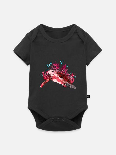 Meerestier Geschenk Meeresbewohner Schildkröte - Baby Premium Kurzarmbody - Schwarz