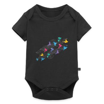 Plis en papier grue cadeau japon origami - Body à manches courtes Premium Bébé - noir - Devant