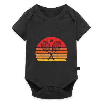 Tennis Lovers Retro Style Tennis Sticks Sunset Ten - Baby Premium Kurzarmbody - Schwarz - Vorne