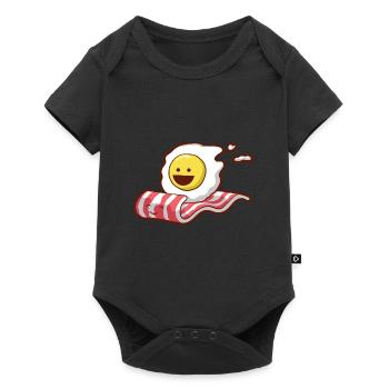 Frühstück Eier Bacon Geschenk - Baby Premium Kurzarmbody - Schwarz - Vorne