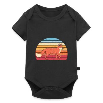 Renard rétro - Body à manches courtes Premium Bébé - noir - Devant
