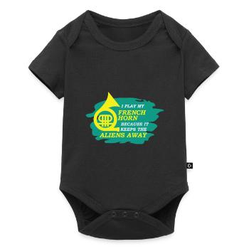 French horn horn player - Baby Premium short-sleeve bodysuit - black - Front