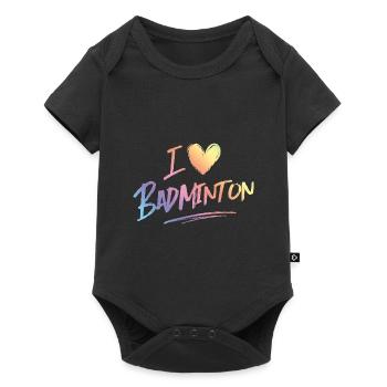 I love badminton - Baby Premium short-sleeve bodysuit - black - Front