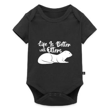 La vie avec les loutres, animal sauvage, jolie - Body à manches courtes Premium Bébé - noir - Devant