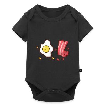 Frühstück Eier Bacon Geschenk - Baby Premium Kurzarmbody - Schwarz - Vorne