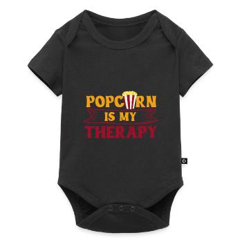 Popcorn als Therapie Mais Salziges Popcorn - Baby Premium Kurzarmbody - Schwarz - Vorne
