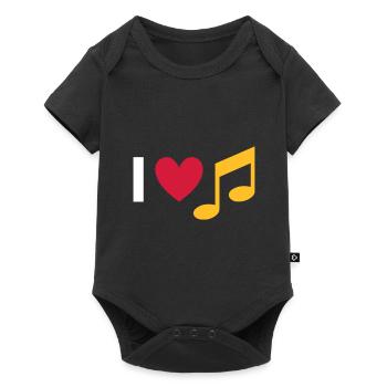 I love music (heart, note) - Baby Premium short-sleeve bodysuit - black - Front