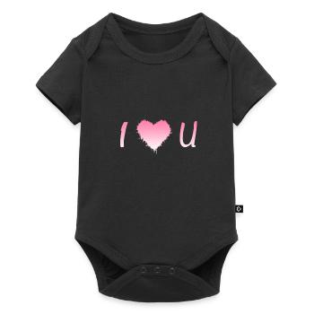 I Love u, ich liebe Dich, I love you - Baby Premium Kurzarmbody - Schwarz - Vorne