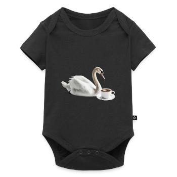 Schwan Kaffee - Baby Premium Kurzarmbody - Schwarz - Vorne