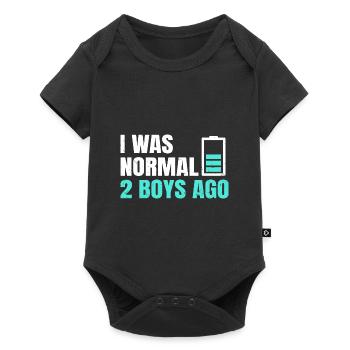 Ich war vor 2 Jungen normal Zitat für eine Mutter - Baby Premium Kurzarmbody - Schwarz - Vorne