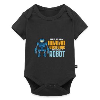 Roboter - Baby Premium Kurzarmbody - Schwarz - Vorne