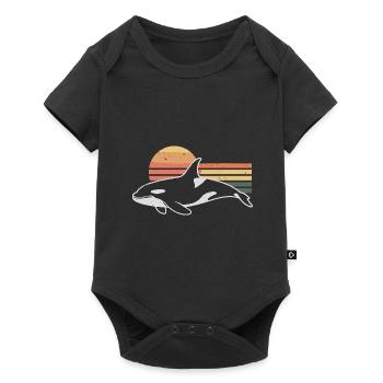 Retro Orca Wal Schwertwal Killerwal Orka - Baby Premium Kurzarmbody - Schwarz - Vorne