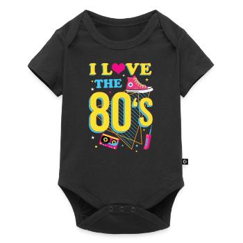 80s theme party vintage retro style disco - Baby Premium short-sleeve bodysuit - black - Front