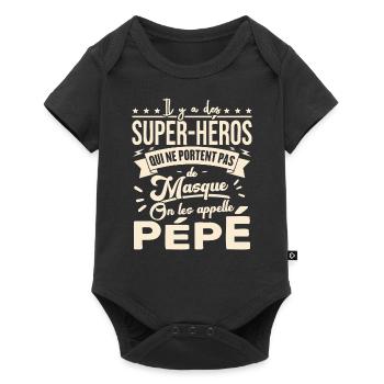Mon Pépé Est Un Héro Qui Ne Porte Pas De Masque - Body à manches courtes Premium Bébé - noir - Devant